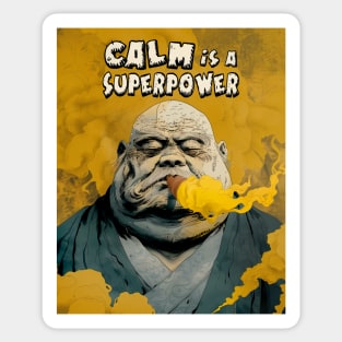 Puff Sumo: Calm is a  Superpower on a Dark Background Sticker